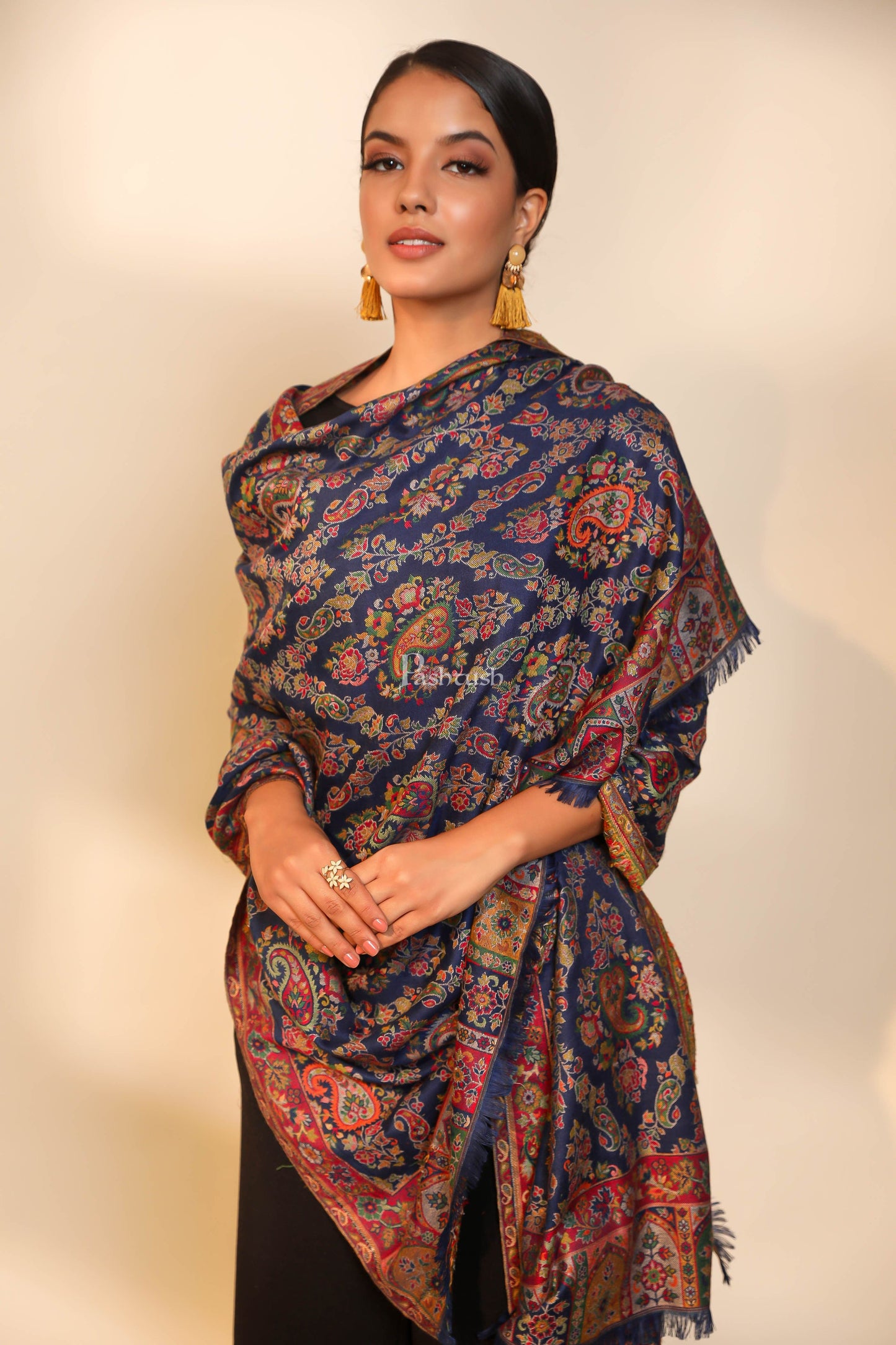 Pashtush India Womens Shawls Pashtush women faux pashmina shawl, ethnic weave design, multi color