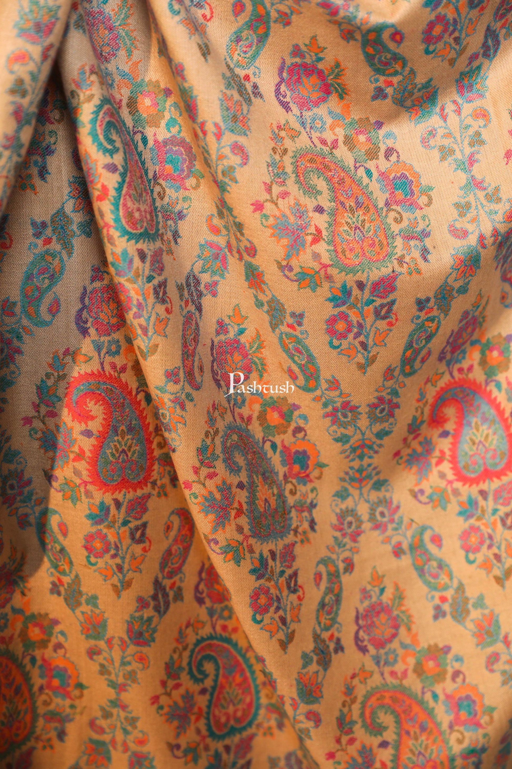 Pashtush India Womens Shawls Pashtush women faux pashmina shawl, ethnic weave design, multi color