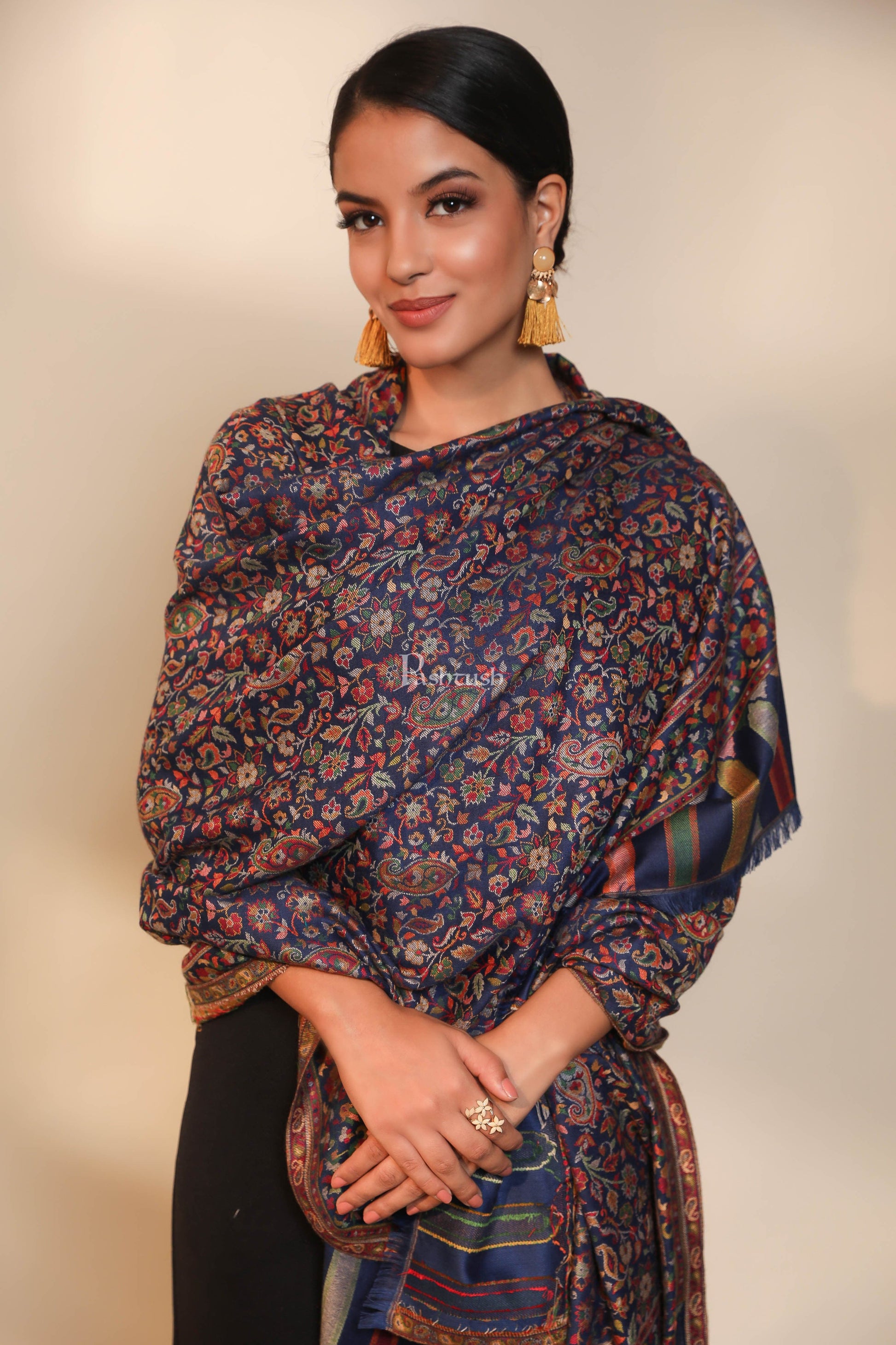 Pashtush India Womens Shawls Pashtush women faux pashmina shawl, ethnic weave design, multi color