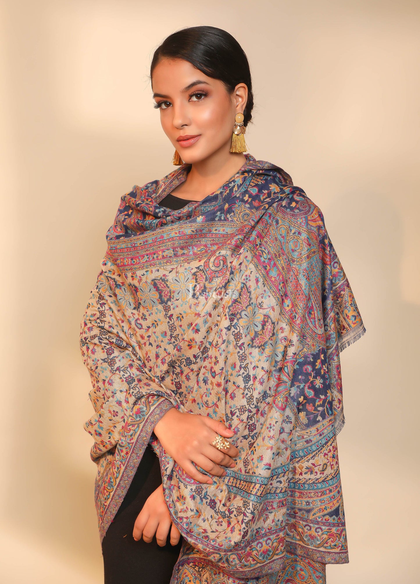 Pashtush India Womens Shawls Pashtush women faux pashmina shawl, ethnic weave design, multi color