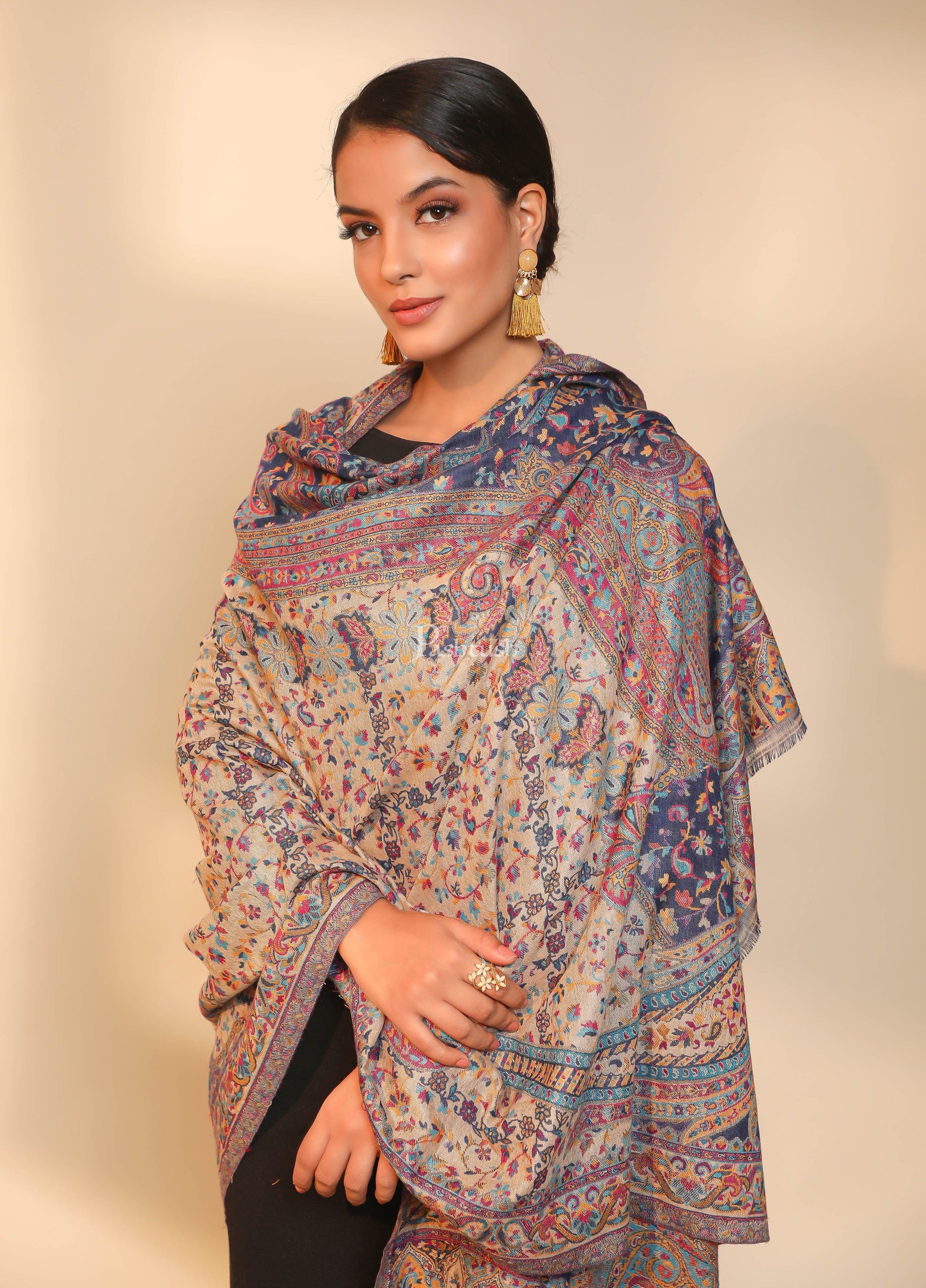 Pashtush India Womens Shawls Pashtush women faux pashmina shawl, ethnic weave design, multi color