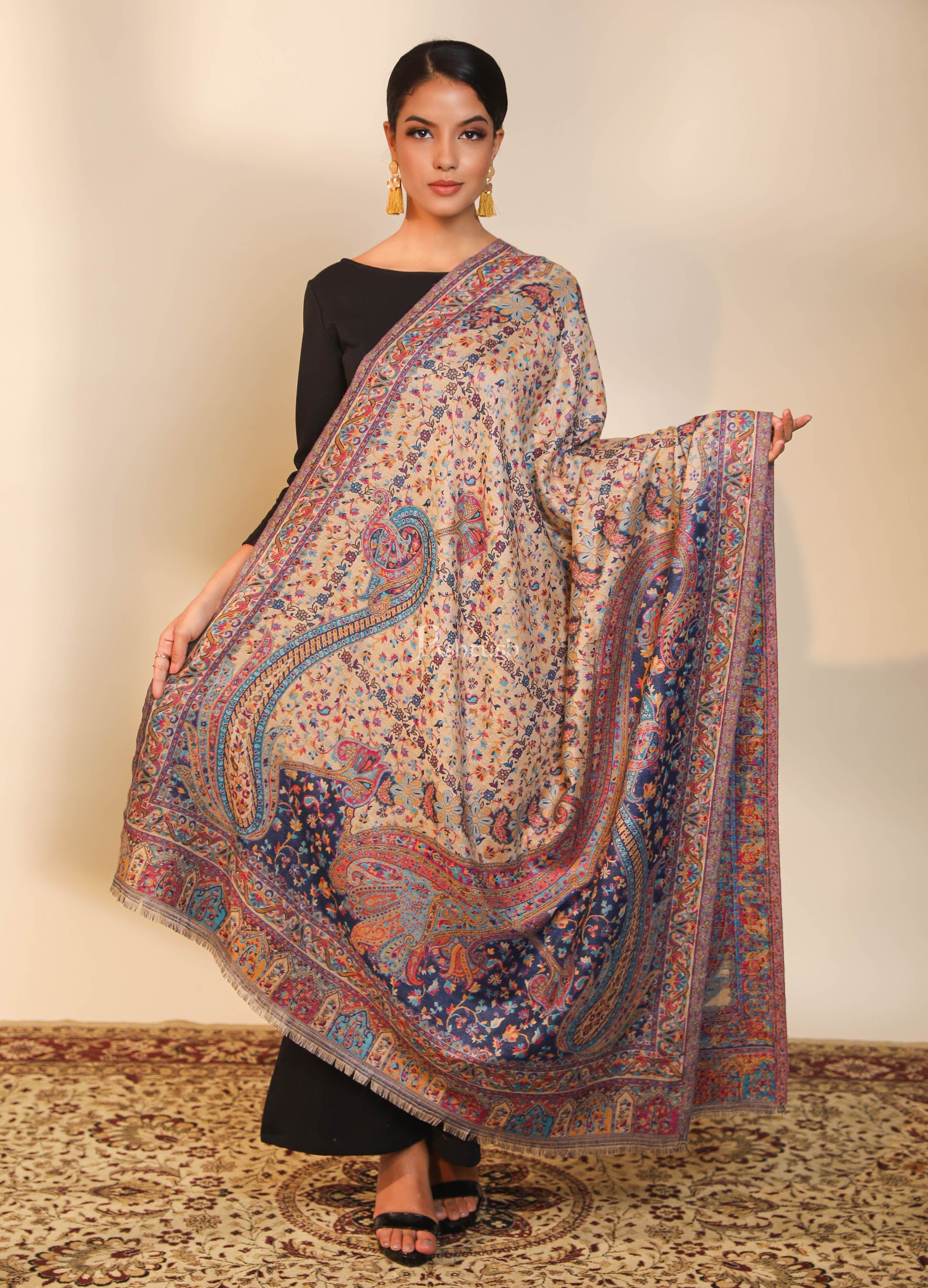 Pashtush India Womens Shawls Pashtush women faux pashmina shawl, ethnic weave design, multi color