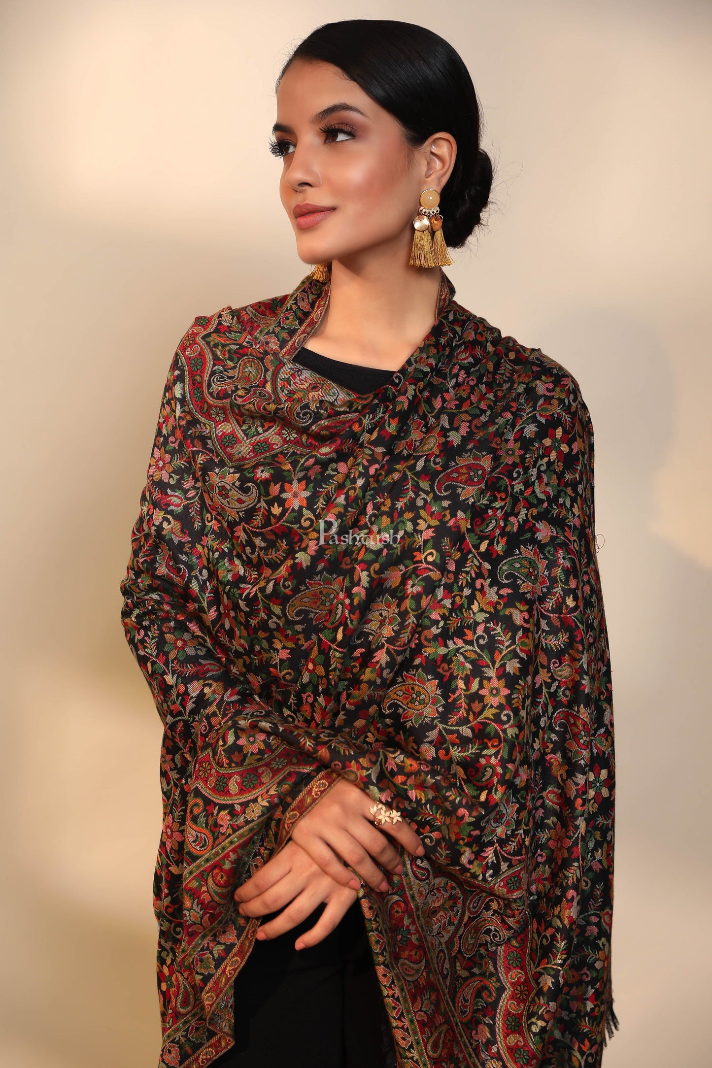 Pashtush India Womens Shawls Pashtush women faux pashmina shawl, ethnic weave design, multi color