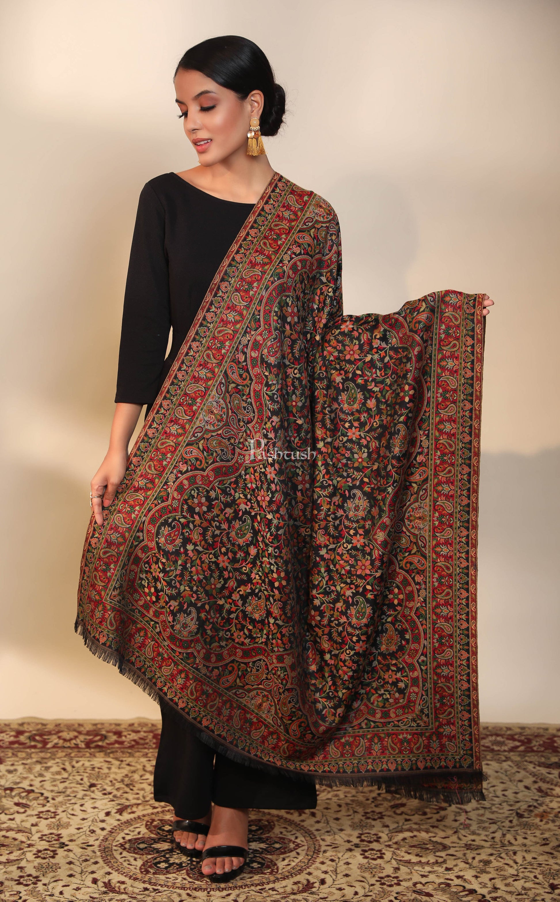 Pashtush India Womens Shawls Pashtush women faux pashmina shawl, ethnic weave design, multi color