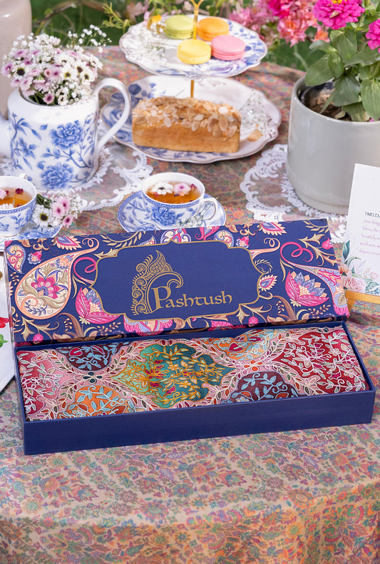Pashtush India Gift Pack Pashtush women Fine Wool shawl, Hand Embroidered Kalamkari design, Multicolour