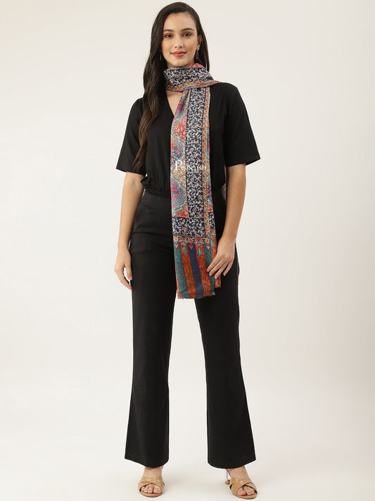 Pashtush India Womens Shawls Pashtush women Fine Wool shawl, Hand Embroidered Kalamkari design, Multicolour