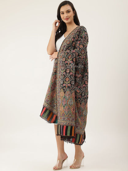 Pashtush India Womens Shawls Pashtush women Fine Wool shawl, Hand Embroidered Kalamkari design, Multicolour