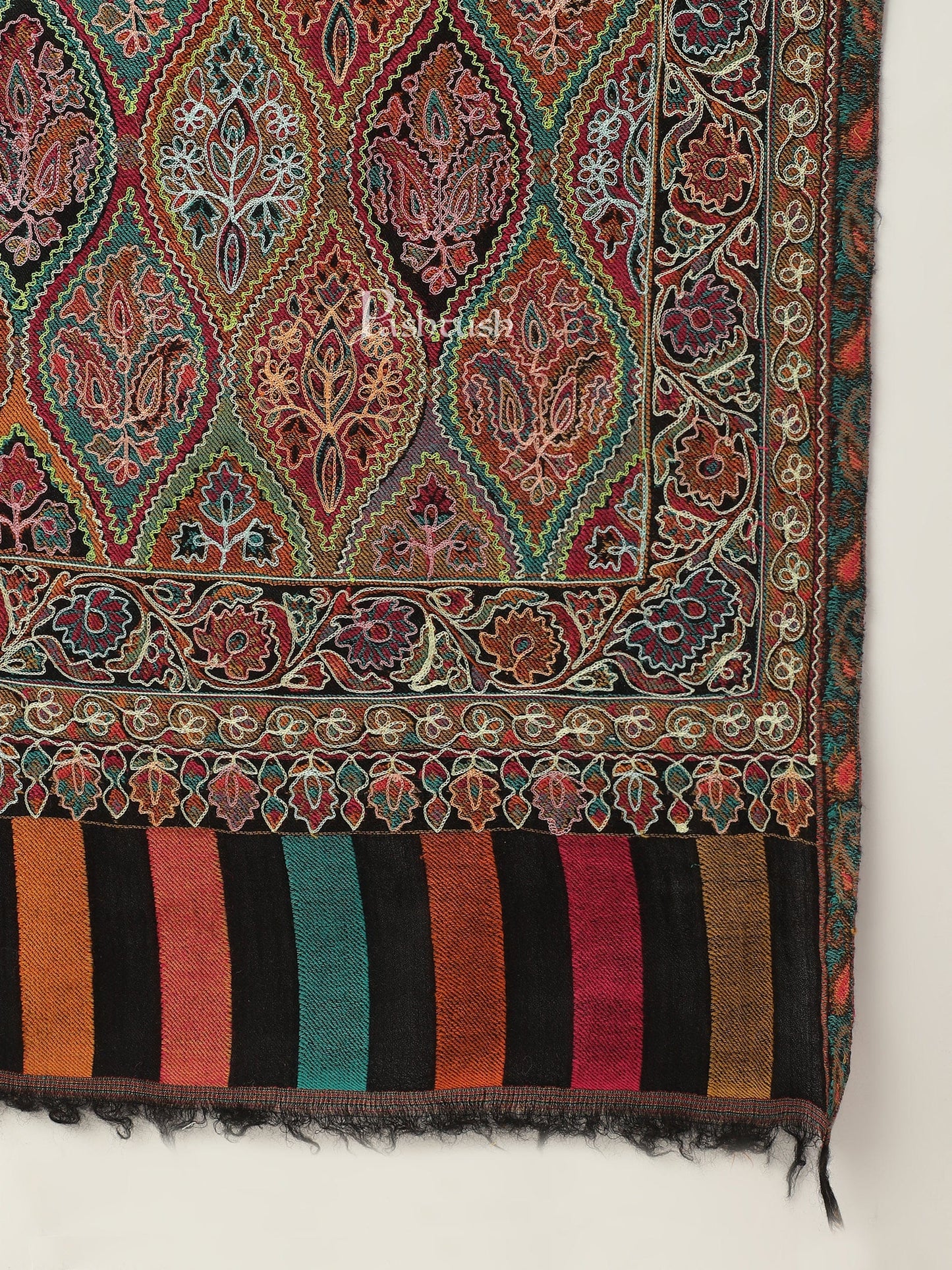 Pashtush India Womens Shawls Pashtush women Fine Wool shawl, Hand Embroidered Kalamkari design, Multicolour