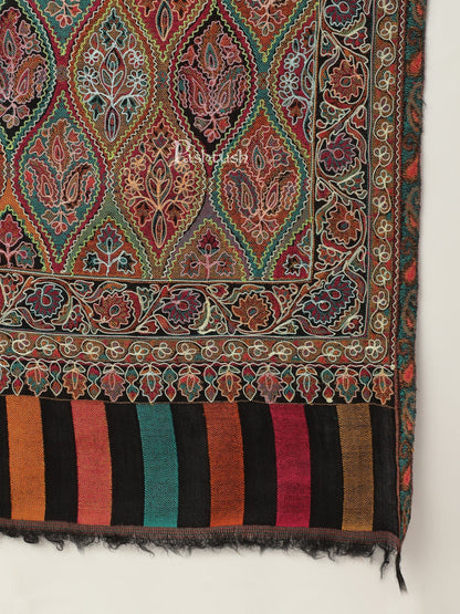 Pashtush India Womens Shawls Pashtush women Fine Wool shawl, Hand Embroidered Kalamkari design, Multicolour