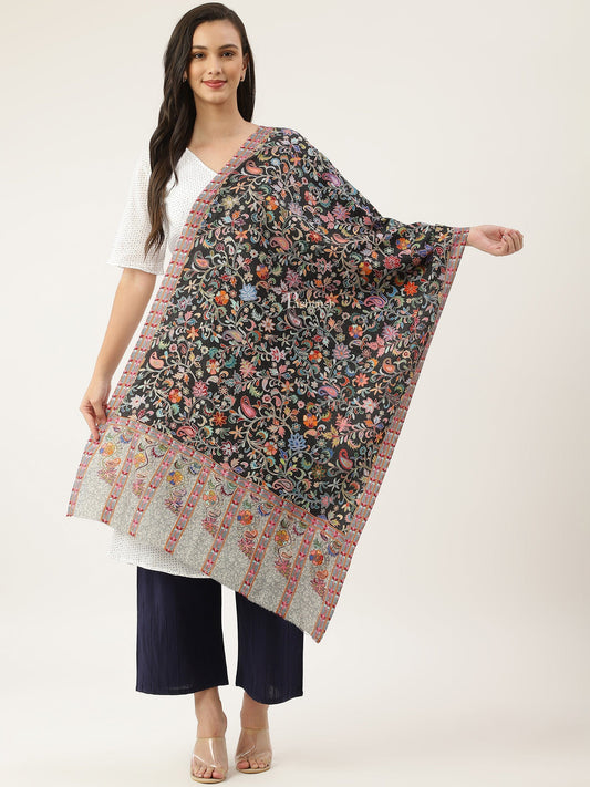 Pashtush India Womens Stoles and Scarves Scarf Pashtush women Fine Wool stole, Kalamkari design, Multicolour