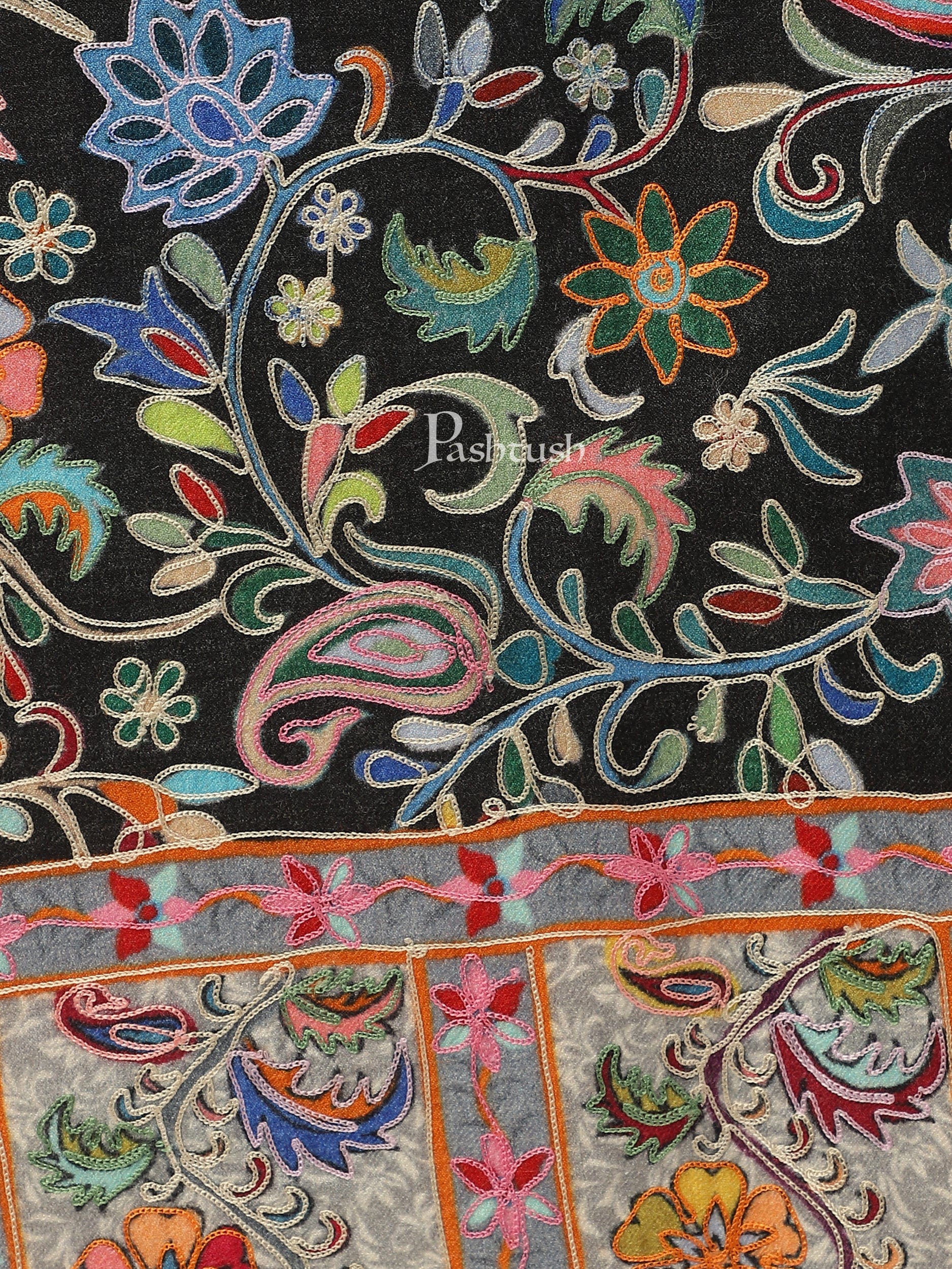 Pashtush India Womens Stoles and Scarves Scarf Pashtush women Fine Wool stole, Kalamkari design, Multicolour