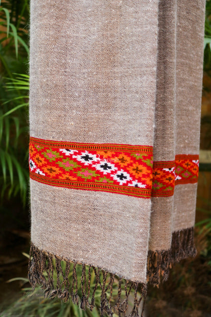 Pashtush India Womens Stoles and Scarves Scarf Pashtush women Fine Wool stole, kullu hand woven design, Grey