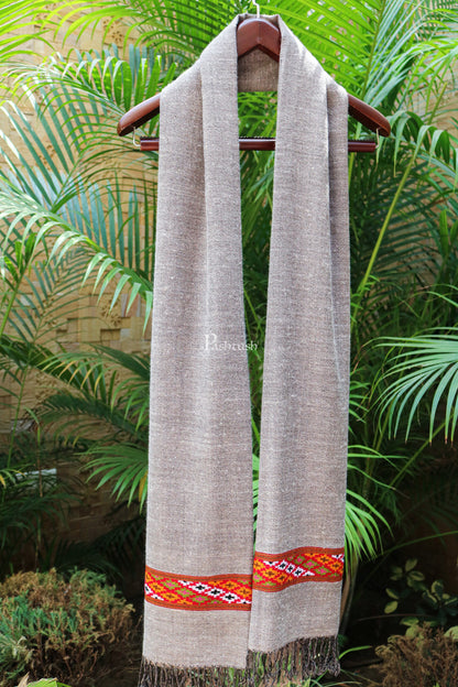 Pashtush India Womens Stoles and Scarves Scarf Pashtush women Fine Wool stole, kullu hand woven design, Grey