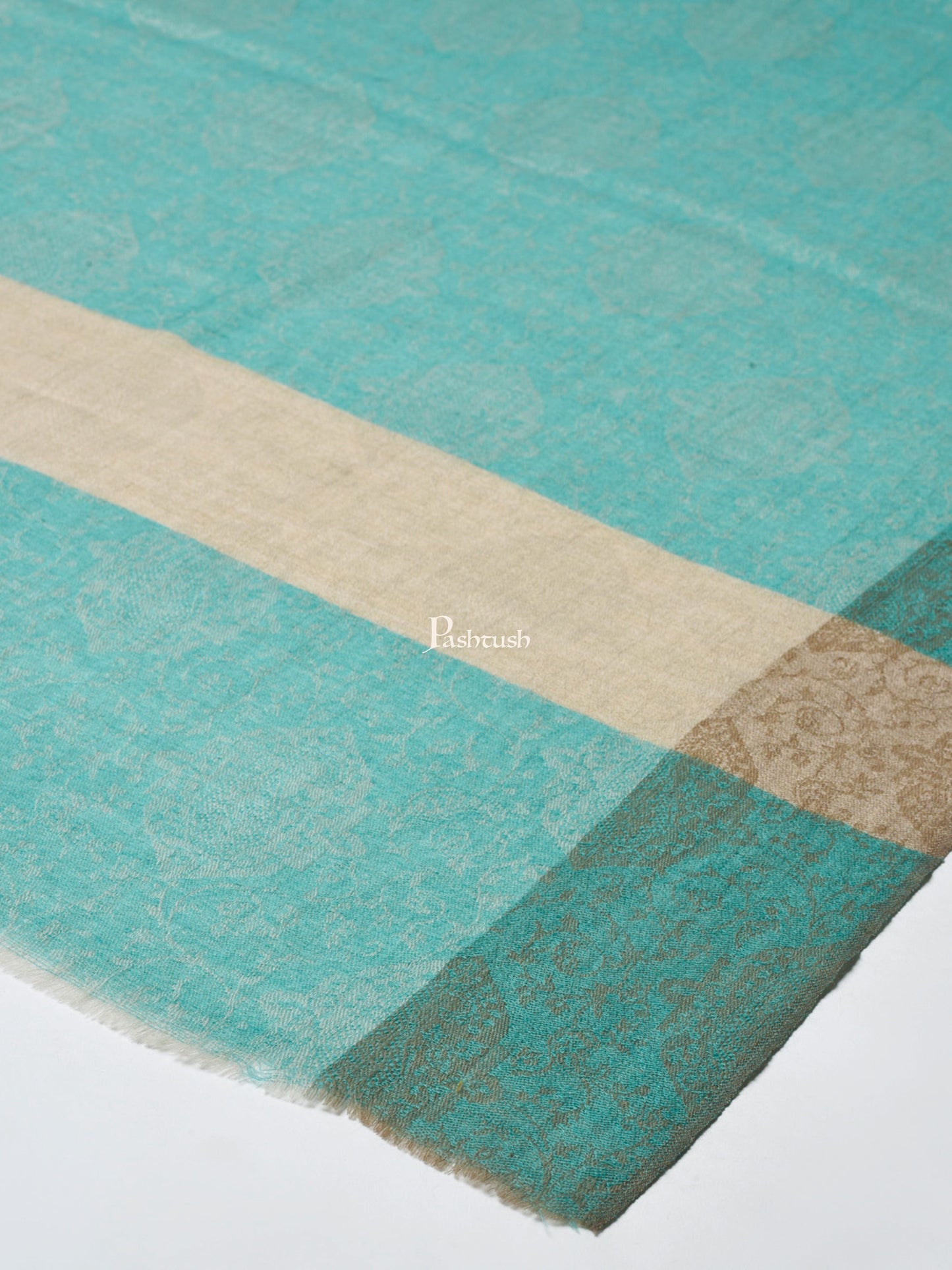 Pashtush India Womens Stoles and Scarves Scarf Pashtush Women Green Grey Woven Design Designer Stole