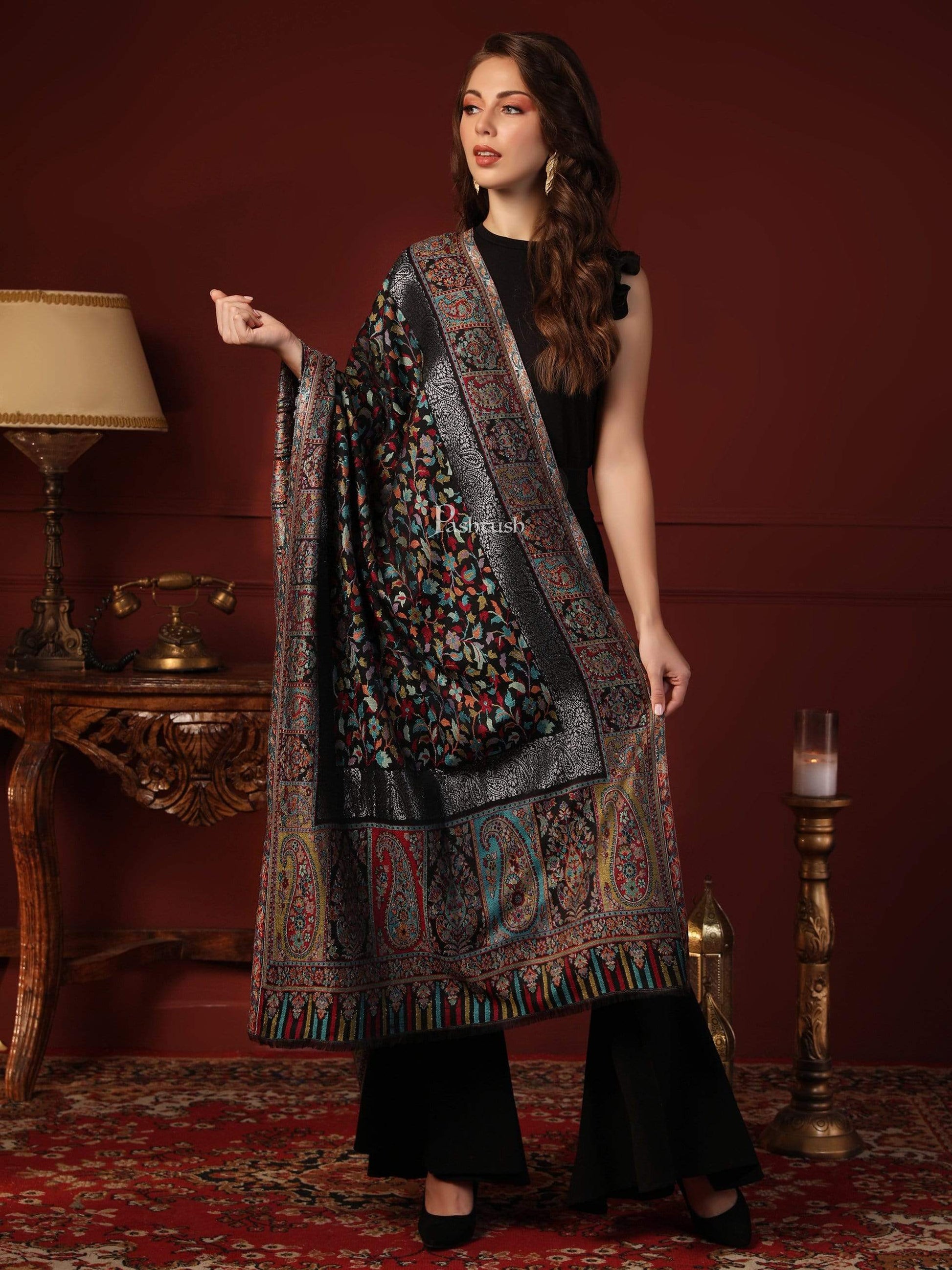 Pashtush India 70x200 Pashtush Women Kaani Weave Multicoloured Ultra Soft Bamboo Stole