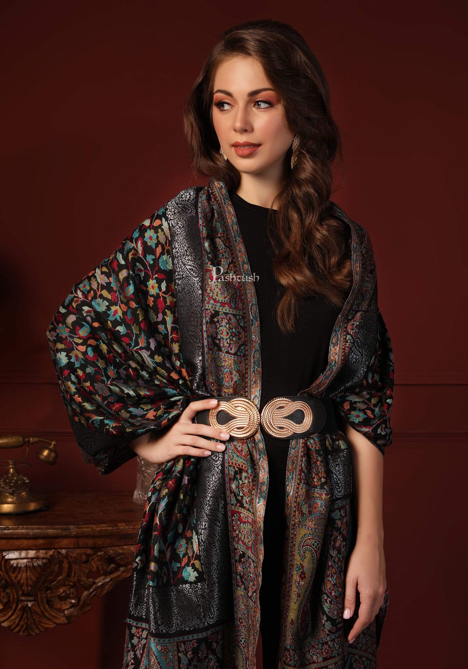 Pashtush India 70x200 Pashtush Women Kaani Weave Multicoloured Ultra Soft Bamboo Stole