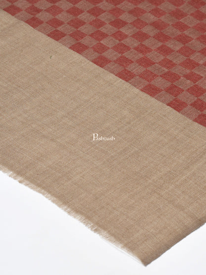 Pashtush India Womens Stoles and Scarves Scarf Pashtush Women Maroon Beige Checked Woven Design Designer Stole
