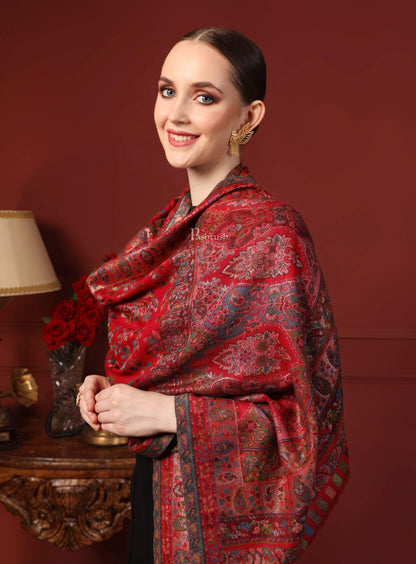 Pashtush India 70x200 Pashtush Women Multi-coloured Pure Wool Woven Design Kaani Stole