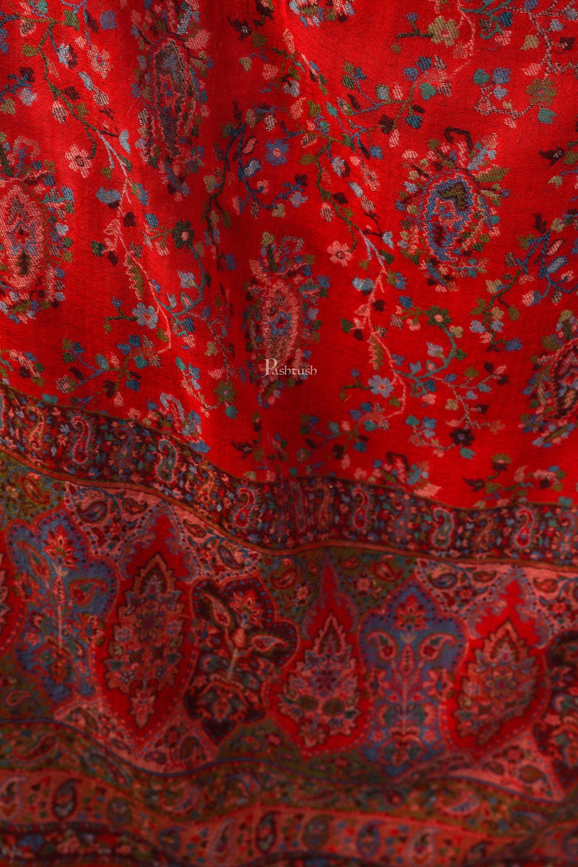 Pashtush India 70x200 Pashtush Women Multi-coloured Pure Wool Woven Design Kaani Stole