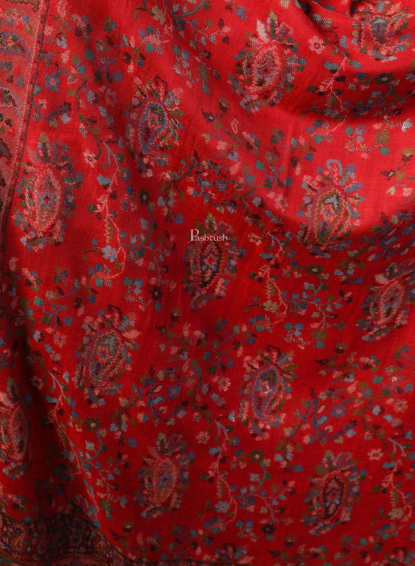 Pashtush India 70x200 Pashtush Women Multi-coloured Pure Wool Woven Design Kaani Stole