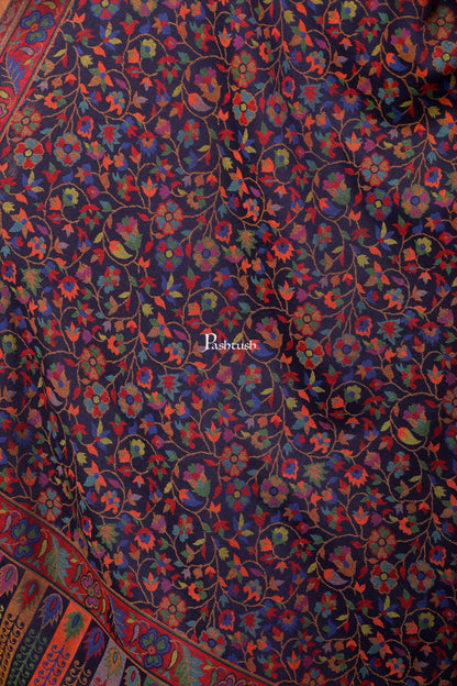 Pashtush India Womens Shawls Pashtush Women Navy Blue Rust Red Ethnic Motifs Woven Design Designer Shawl
