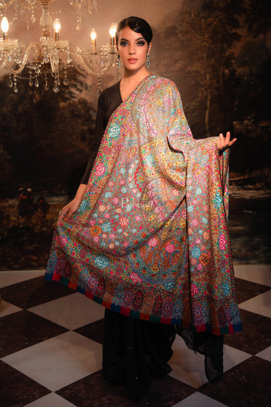 Pashtush India Womens Shawls Pashtush Women Pashmina Handmade Kalamkari Shawl, Multicoloured