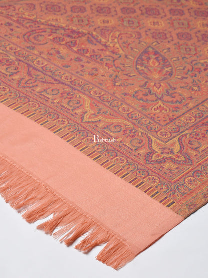 Pashtush India Womens Shawls Pashtush Women Peach-Coloured Ethnic Jamawar Shawl