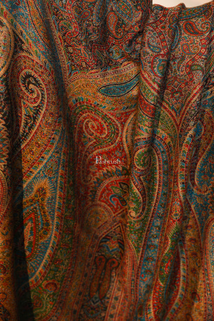 Pashtush India Womens Shawls Pashtush women pure wool, woolmark certified shawl, ethnic weave design, multicolour
