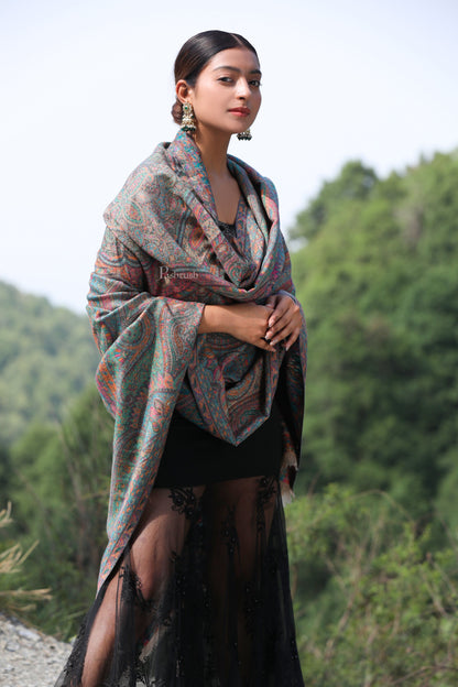 Pashtush India Womens Shawls Pashtush women pure wool, woolmark certified shawl, ethnic weave design, multicolour