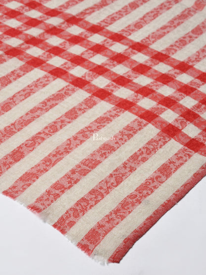 Pashtush India Womens Stoles and Scarves Scarf Pashtush Women Red Beige Striped Designer Stole