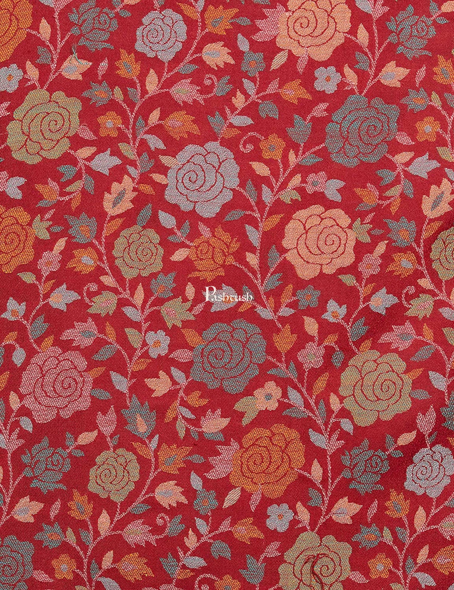 Pashtush India Womens Shawls Pashtush Women Red Ethnic Motifs Woven Design Designer Shawl