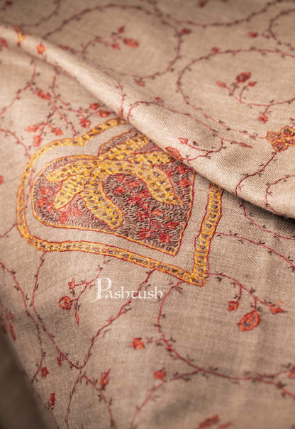 Pashtush India Shawl Pashtush Women’s 100% hand embroidered Heavy Jaal Shawl in Pure Wool (certified)