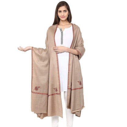 Pashtush India 100x200 Pashtush Women's 100% Hand Embroidery Kashmiri Shawl, With Kingri Sozni Embroidery Borderwork