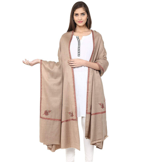 Pashtush India 100x200 Pashtush Women's 100% Hand Embroidery Kashmiri Shawl, With Kingri Sozni Embroidery Borderwork