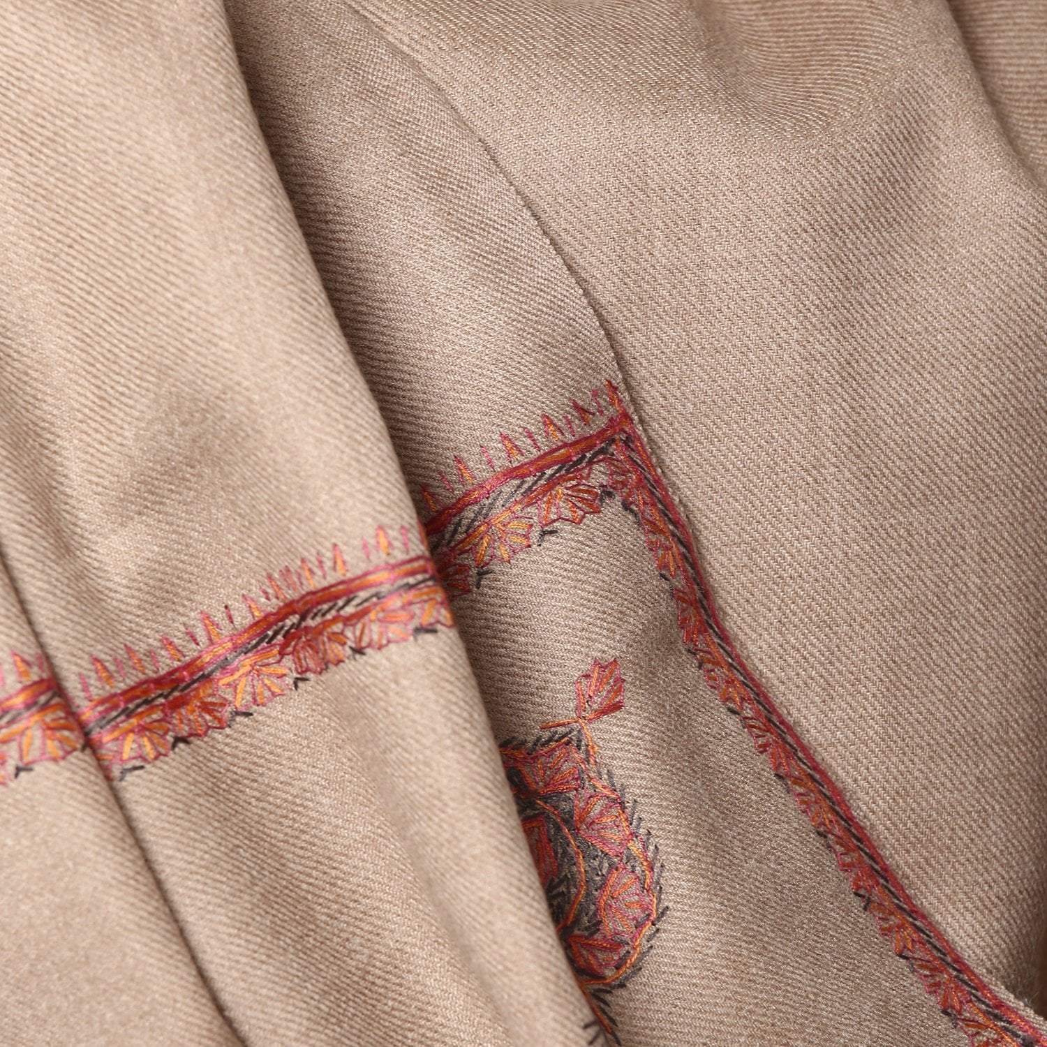 Pashtush India 100x200 Pashtush Women's 100% Hand Embroidery Kashmiri Shawl, With Kingri Sozni Embroidery Borderwork