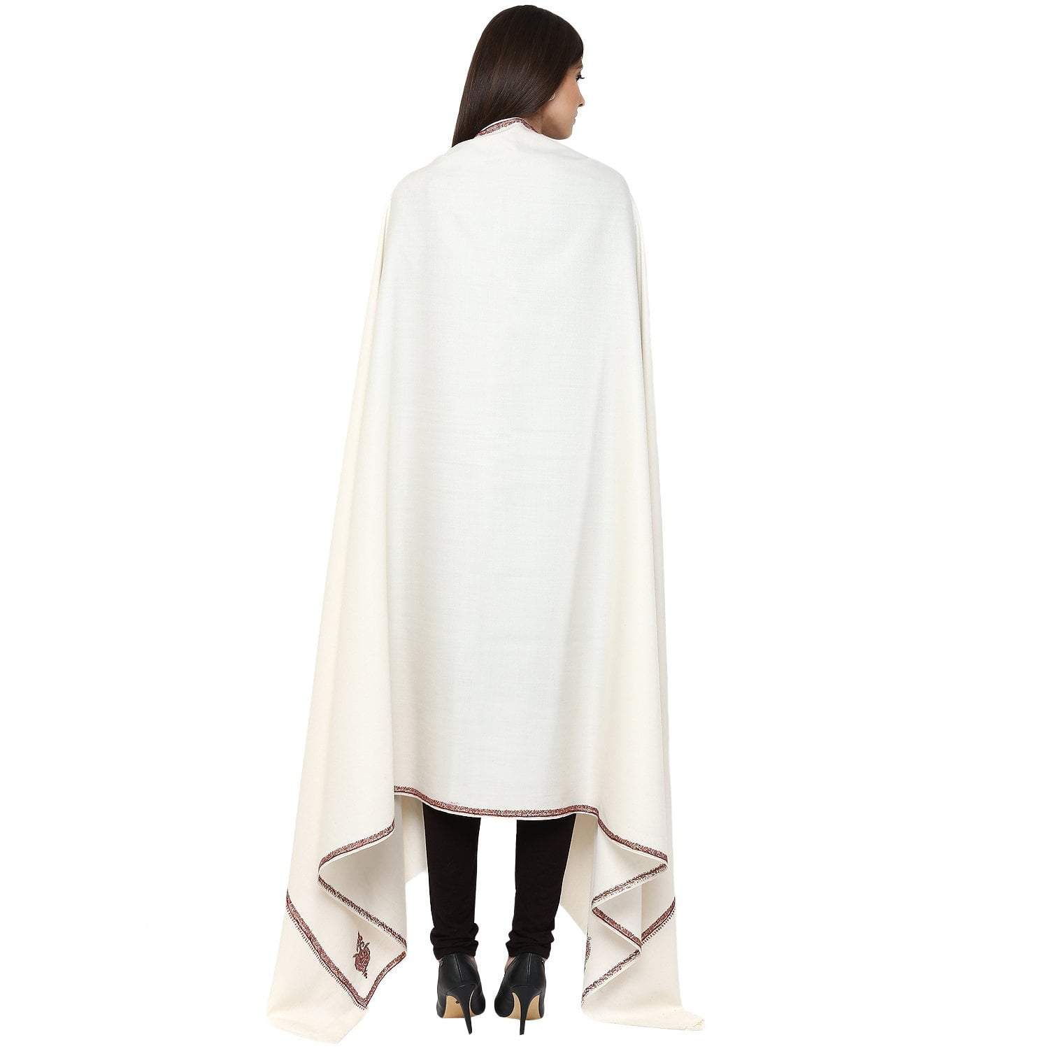 Pashtush Shawl Store Shawl Pashtush Women's 100% Hand Embroidery Kashmiri Shawl, With Kingri Sozni Embroidery Borderwork