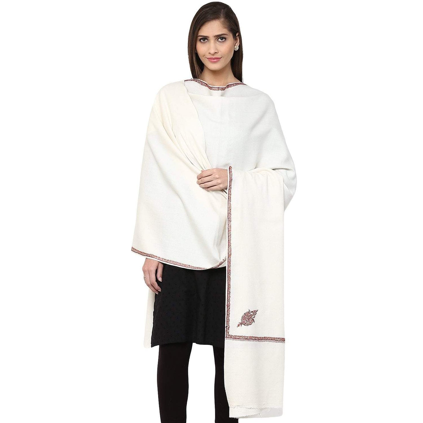 Pashtush Shawl Store Shawl Pashtush Women's 100% Hand Embroidery Kashmiri Shawl, With Kingri Sozni Embroidery Borderwork