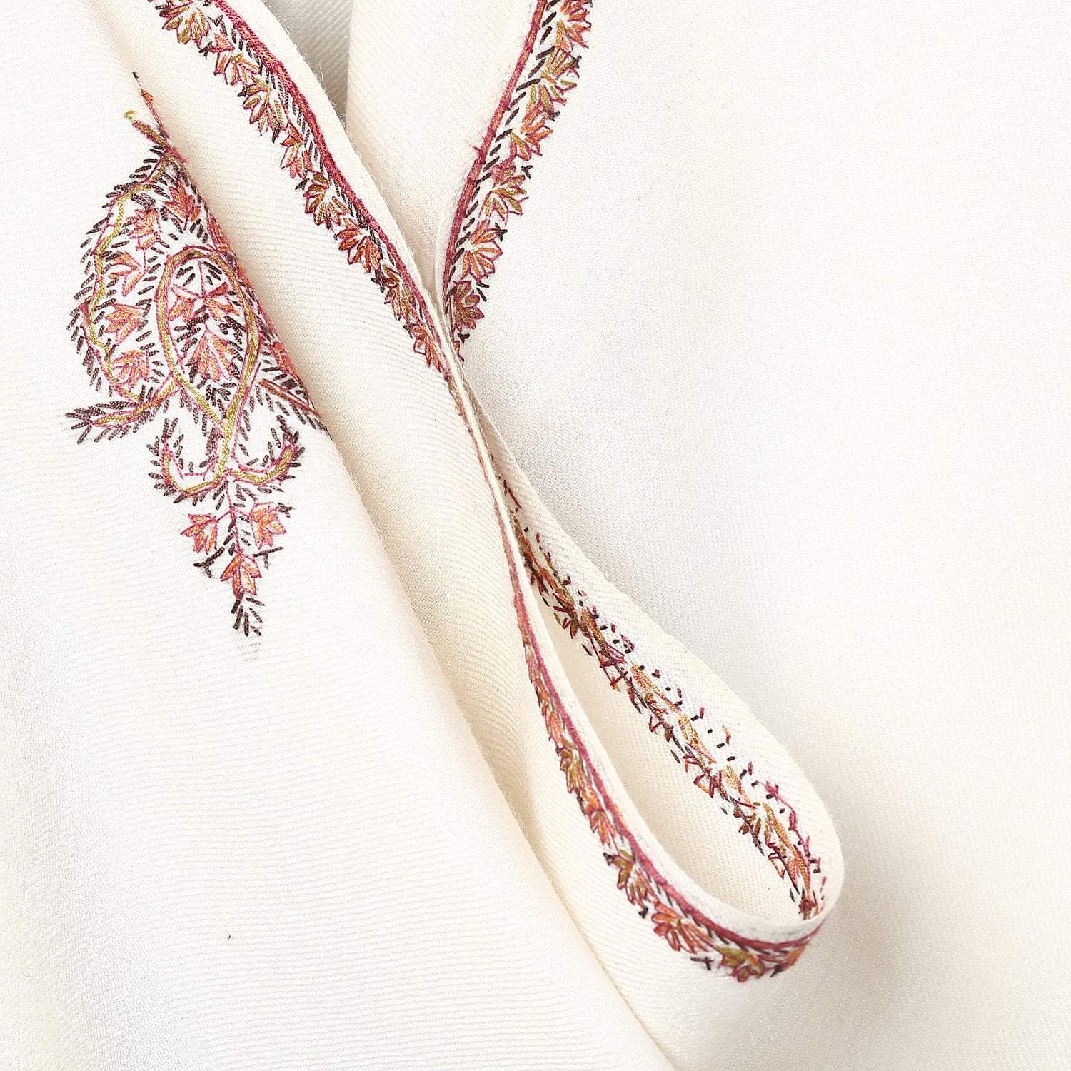 Pashtush Shawl Store Shawl Pashtush Women's 100% Hand Embroidery Kashmiri Shawl, With Kingri Sozni Embroidery Borderwork