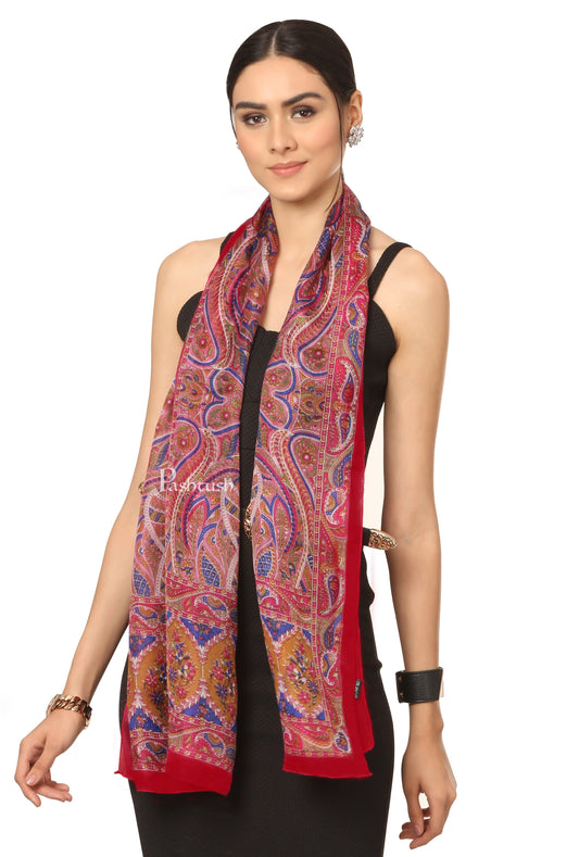 Pashtush India Scarf Pashtush Women's 100% Pure Silk, Printed Scarf - Paisley Romance