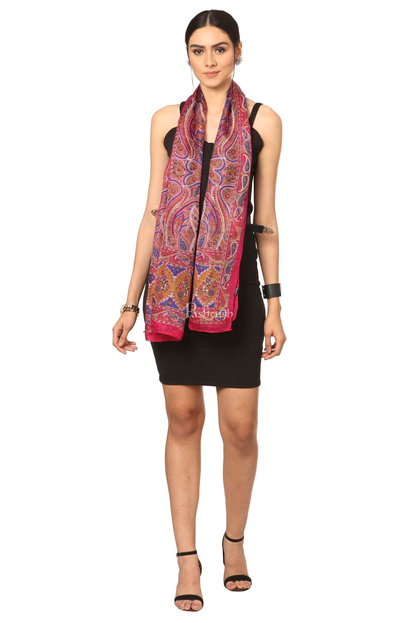 Pashtush India Womens Stoles and Scarves Scarf Pashtush Women'S 100% Pure Silk, Printed Scarf - Paisley Romance