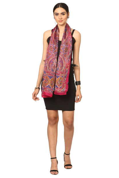 Pashtush India Womens Stoles and Scarves Scarf Pashtush Women'S 100% Pure Silk, Printed Scarf - Paisley Romance