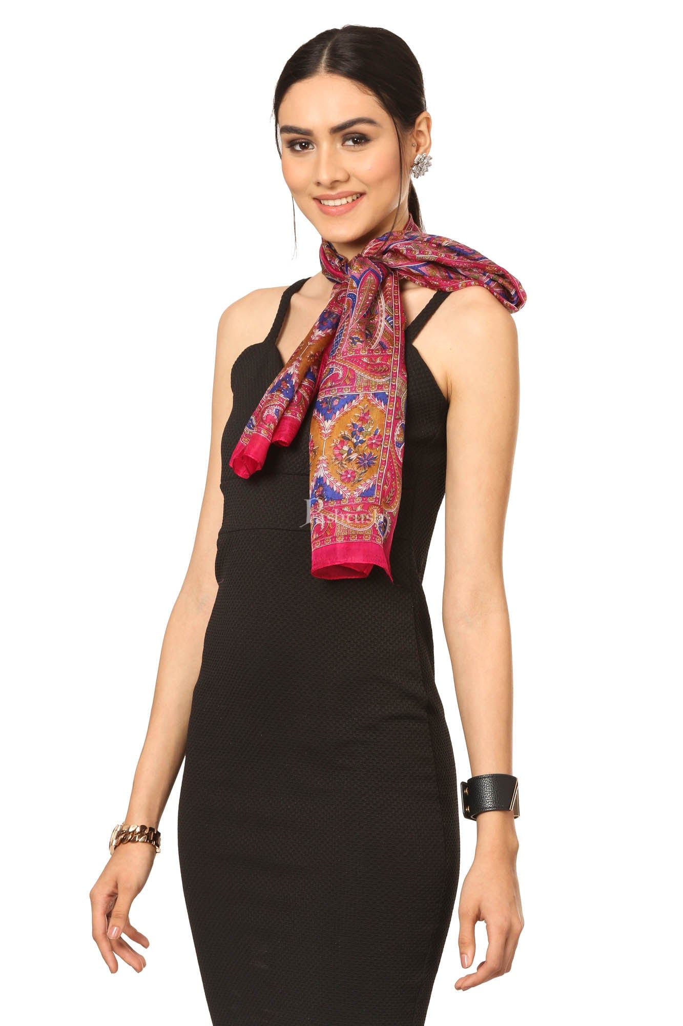 Pashtush India Womens Stoles and Scarves Scarf Pashtush Women'S 100% Pure Silk, Printed Scarf - Paisley Romance