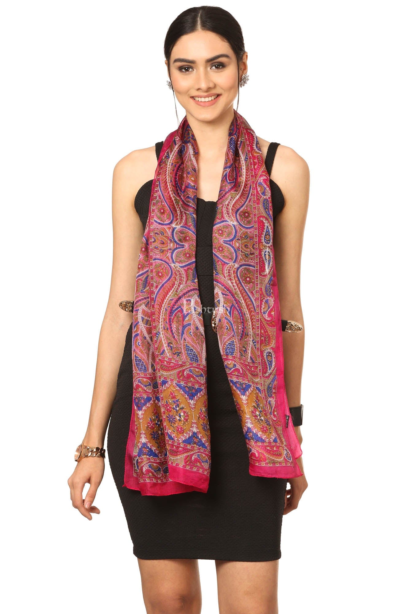 Pashtush India Womens Stoles and Scarves Scarf Pashtush Women'S 100% Pure Silk, Printed Scarf - Paisley Romance