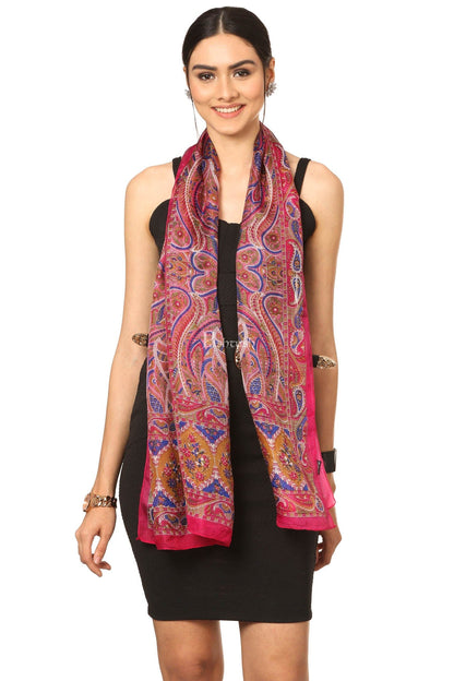 Pashtush India Womens Stoles and Scarves Scarf Pashtush Women'S 100% Pure Silk, Printed Scarf - Paisley Romance