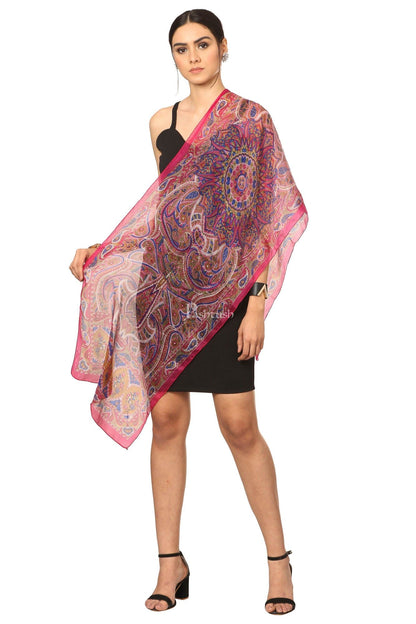 Pashtush India Womens Stoles and Scarves Scarf Pashtush Women'S 100% Pure Silk, Printed Scarf - Paisley Romance