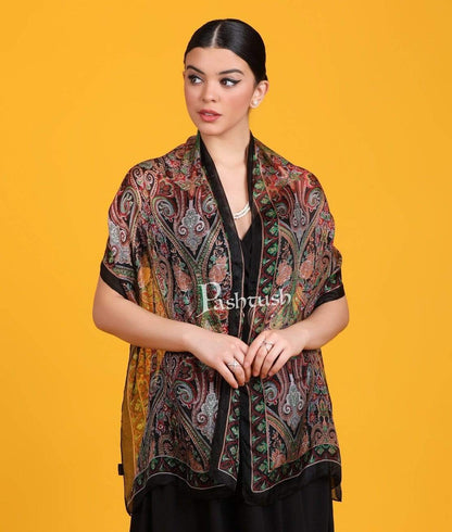 Pashtush India Stole Pashtush Women's 100% Pure Silk, Printed Scarf, Ultra Soft and Smooth