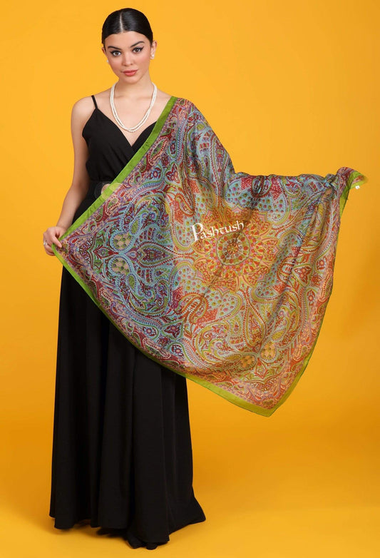 Pashtush India Scarf Pashtush Women's 100% Pure Silk, Printed Scarf, Ultra Soft and Smooth