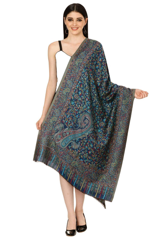 Pashtush India 70x200 Pashtush Women's Antique Scarf, Extra soft Bamboo, Arabic Blue