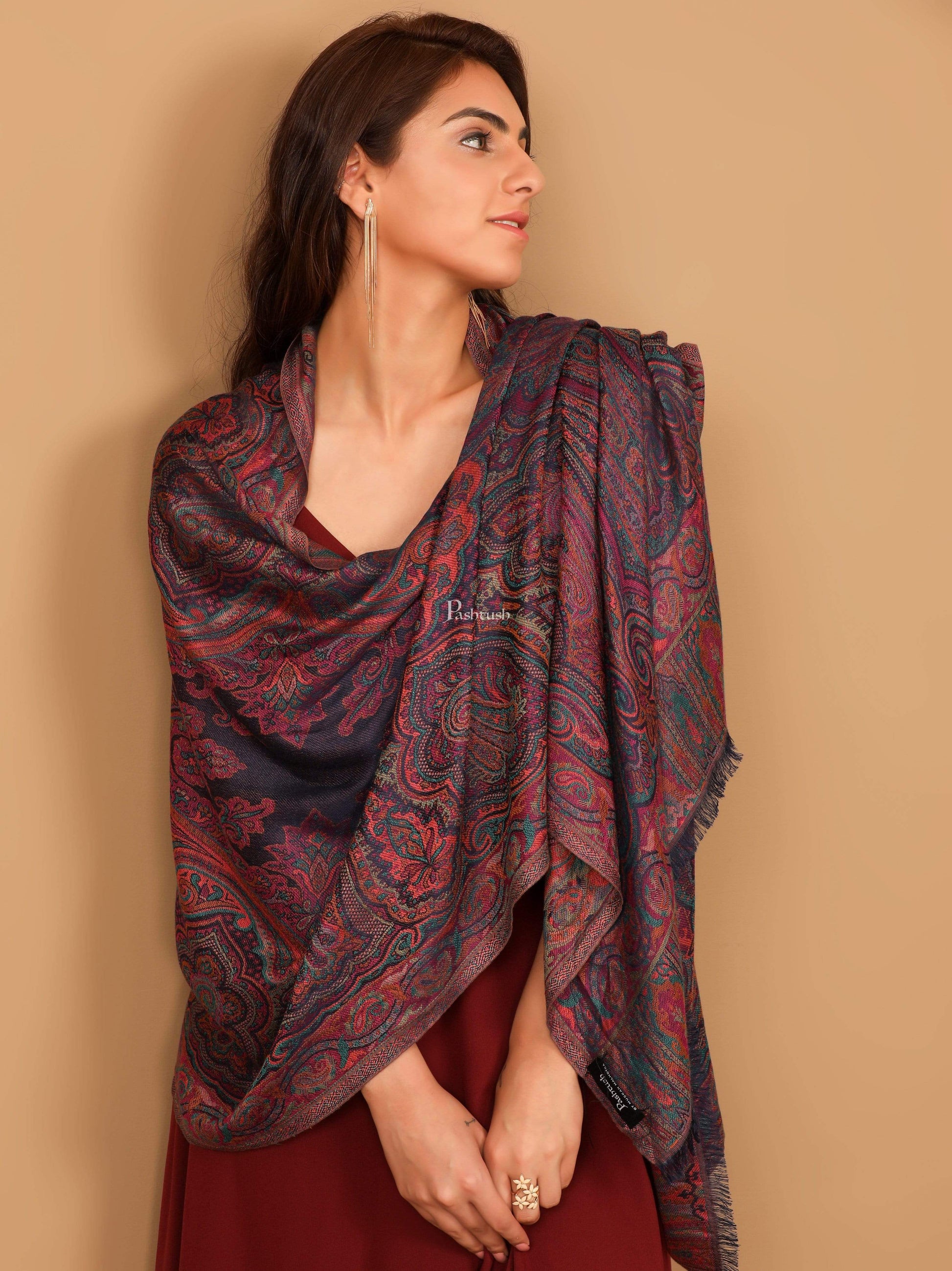 Pashtush Shawl Store Stole Pashtush Women's Antique Scarf, Extra soft Bamboo, Ethnic Kashmiri Weave