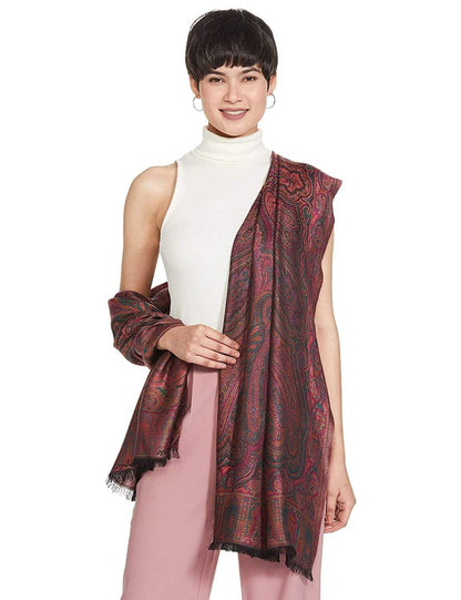 Pashtush India 70x200 Pashtush Women's Antique Scarf, Extra soft Bamboo, Ethnic Kashmiri Weave